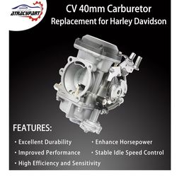 Carburetor CV40 Carb with Extra Main Jets Slow Jets for Harley Davidson Dyna Sportster  Heritage Softail Electra Glide Fatboy & More