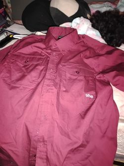 LRG Burgundy Button-Up short sleeve Shirt