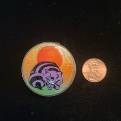 Vintage Cheshire Cat Metal Pill Box