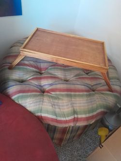Plush ottoman foot stool tray table