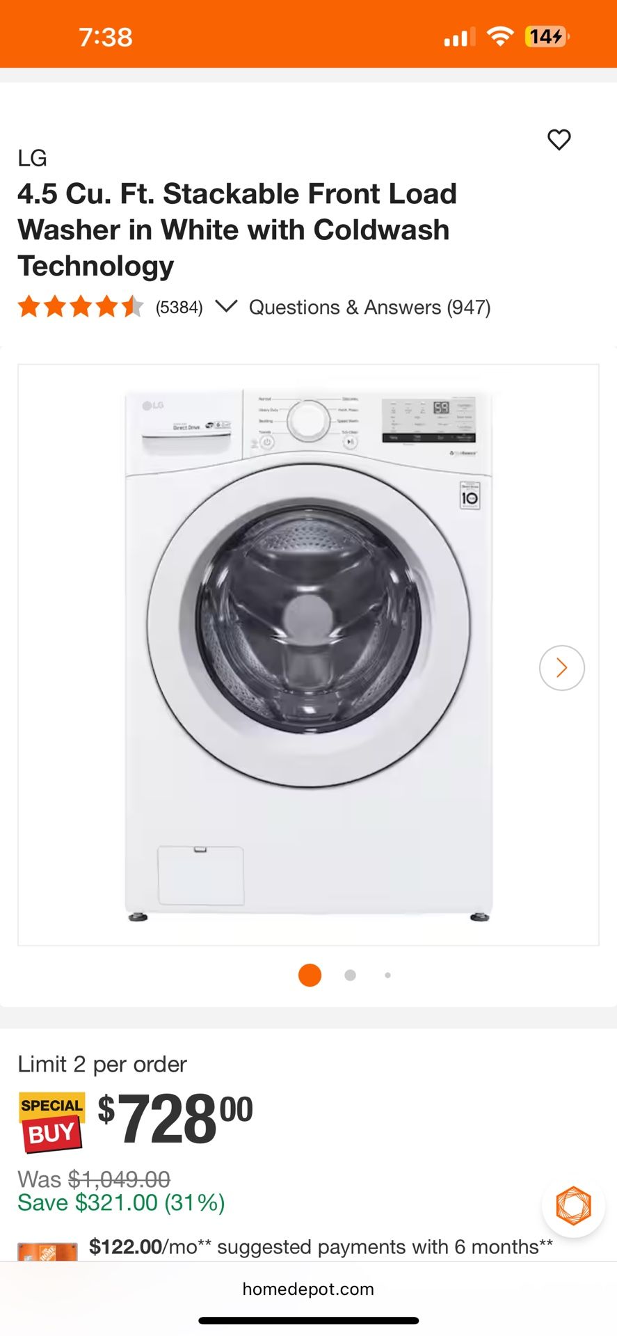 Brand New LG FrontLoad Washer!