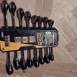 GEAR WRENCH 8-PIECE SAE 90-TOOTH COMBINATION RATCHETING WRENCH  SET