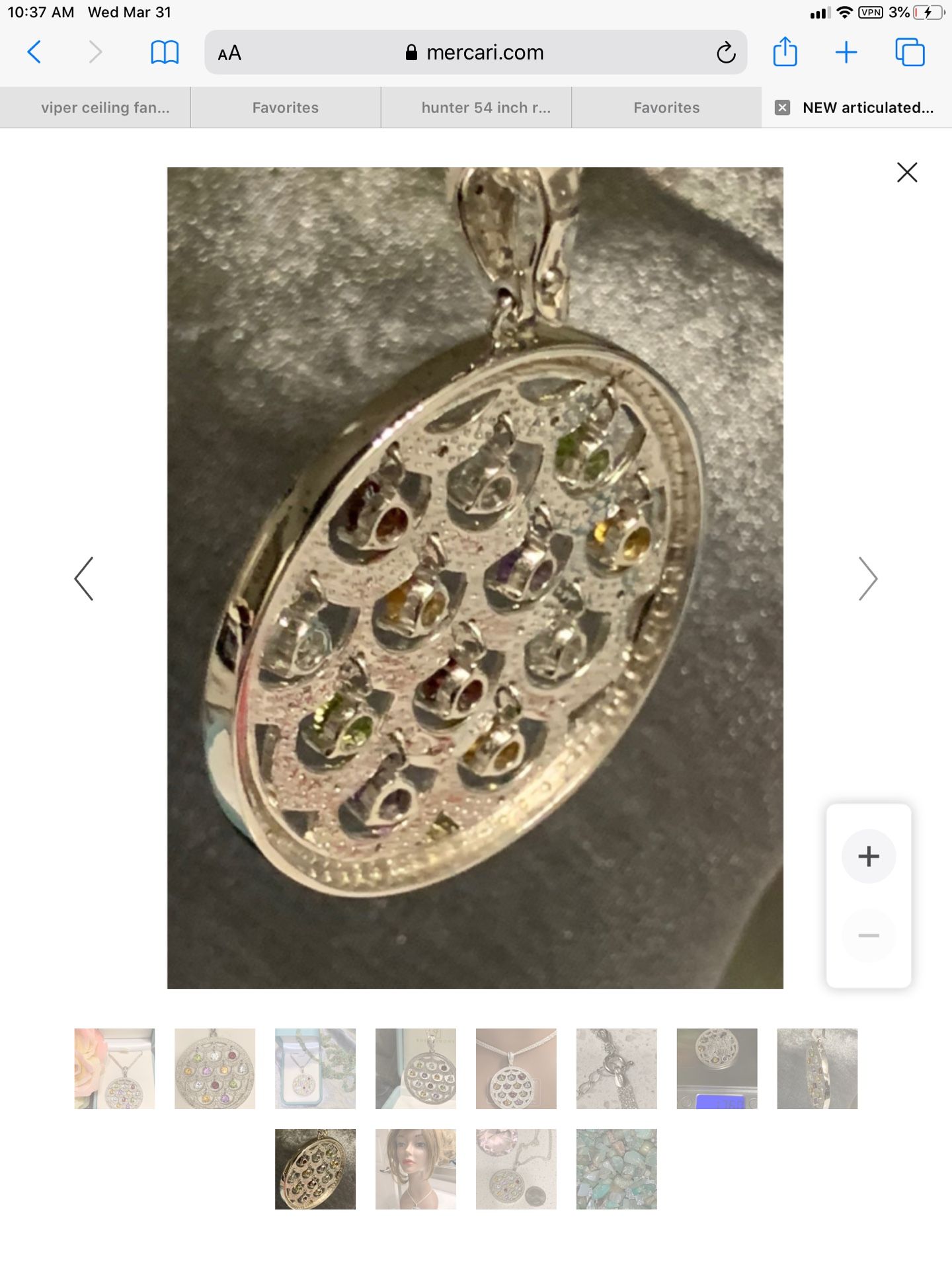 designer rare find ! articulated GEMSTONES ~ Pave set DIAMONDS medallion / slide NOS