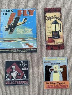 Four Metal Signs - $10