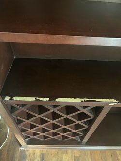 Dark Wood Bar Cabinet with Wine Rack