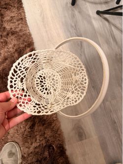 White netted basket handmade