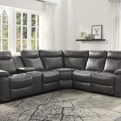Gray Leather Sofa Sectional 🔥SALE🔥