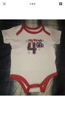 Baby boy or girl My First 4th of July Bodysuit & Bib 3/6 month