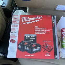 Milwaukee Dual Rapid Charger With Two 8ah Batteries