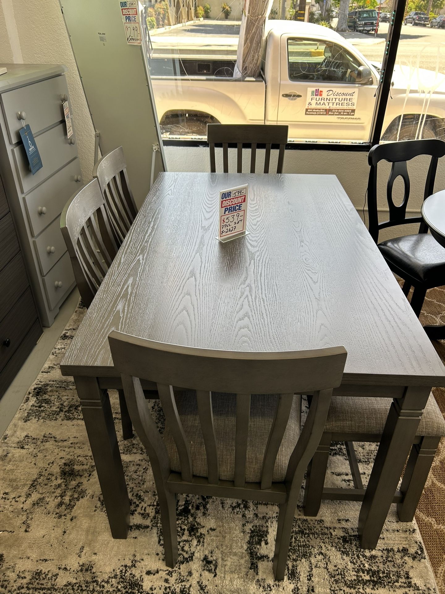 6 Piece Dining Table Set I Medium Gray