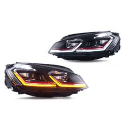 Pair Front LED Headlight For 13-18 Volkswagen VW Golf 7
