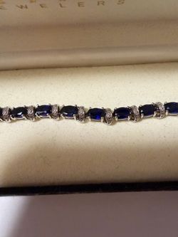 Kay Jewelers Sapphire embedded Sterling Silver Bracelet