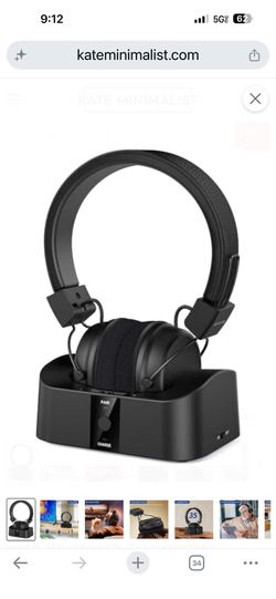 BESIGN BTH02 Wireless Headphones for TV Watching with Bluetooth Transmitter Charging Dock, TV Headphones Wireless for Seniors, Bluetooth TV Headsets, 