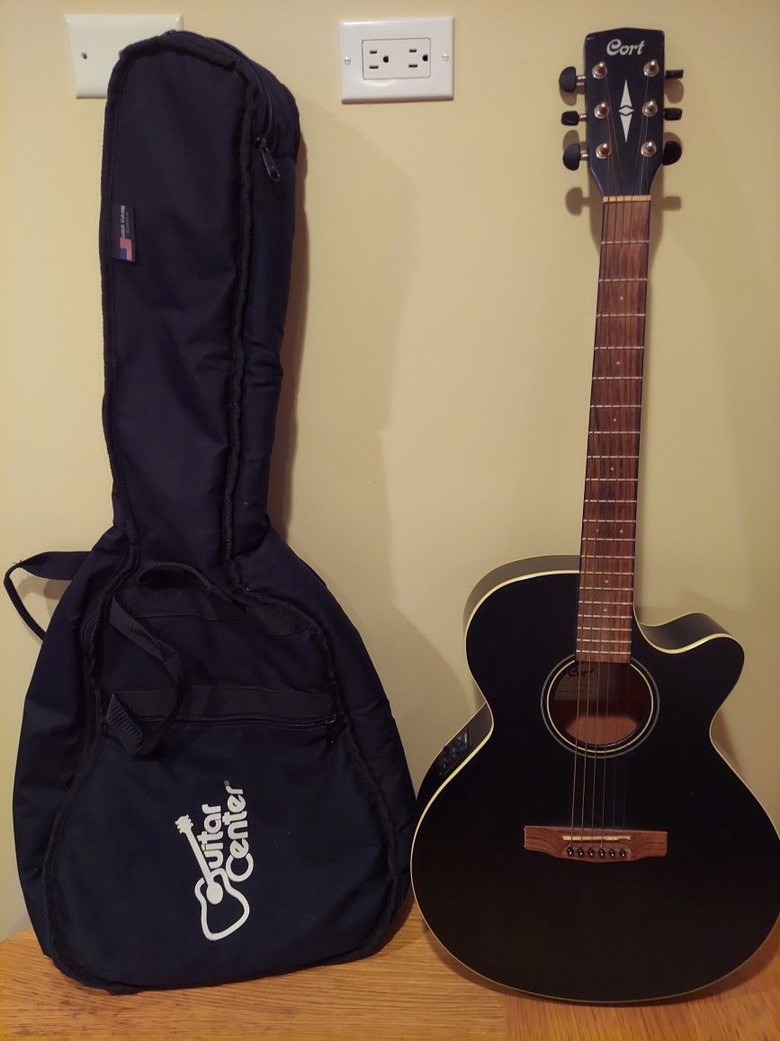 cort sfx1f acoustic/electric guitar with gigbag and stand