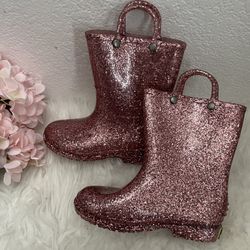 Western Chief Girls Pink Glitter Rain Boots 