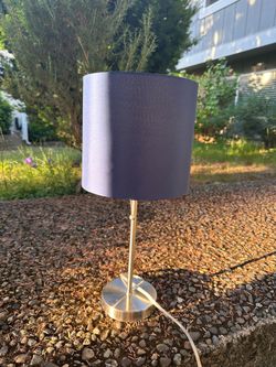 Blue Table Lamp with Silver Base