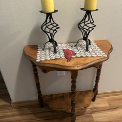 Vintage Antique wooden side table.  Circa 1930 Solid Wood in like new condition Measures 23”Lx12”Wx24”H Table top decor not included! Smoke and pet fr