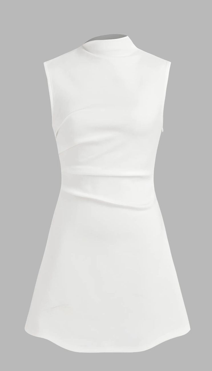 CIDER Asymmetrical neck white Dress