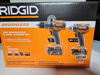 Brand new Ridgid 18v Hammer drill and Impact Driver brushless combo kit FIRM ON PRICE! OFFERS FOR LESS BLOCKED