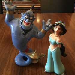 Disney Jasmine And Genie Ceramic Figures