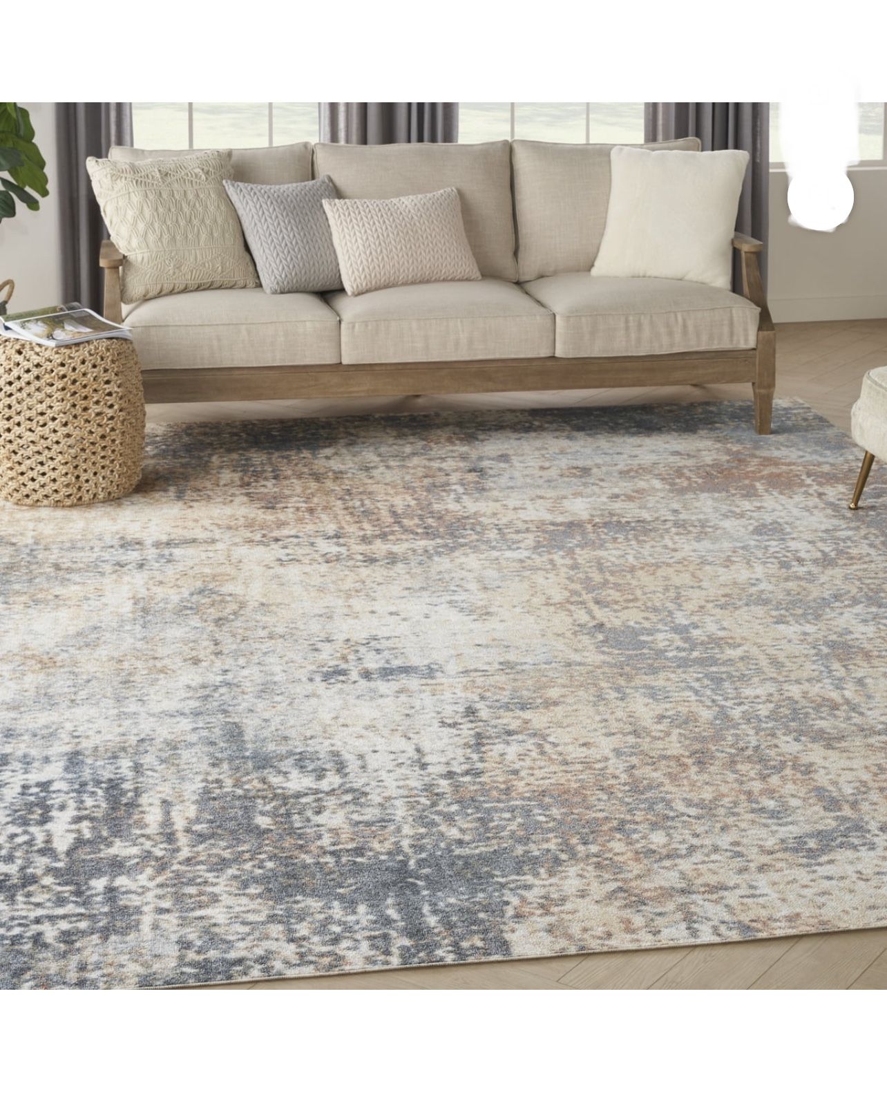 Machine Washable Abstract Multicolor 9' x 12' Area Rug (9x12), New