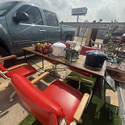 4 leather chairs x$50