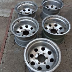 15x10 ALUMINUM WHEELS!! 6X139.7MM!! SET OF 5!! 600$ TAKES THEM