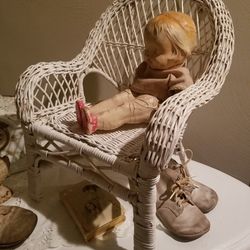 Charming Vintage Wicker Doll Chair 