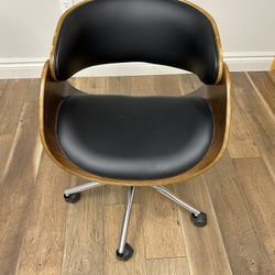 Impressive Wooden Chair with Black Leather Seat - Selling Fast!