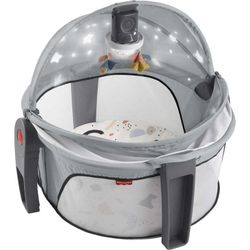 Fisher-Price Portable Baby Bassinet Deluxe On-The-Go Projection Dome, Travel Play Space for Newborns with Lights Music & Canopy, Paper Shapes
