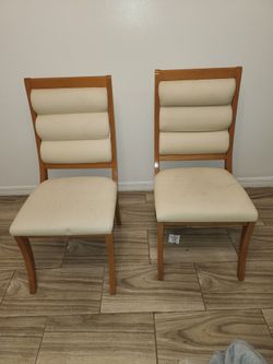 Set/lot of 2 Stanley Capri Maple Dining Chairs channel back made in Italy accent staging seats MODERN Ikea 