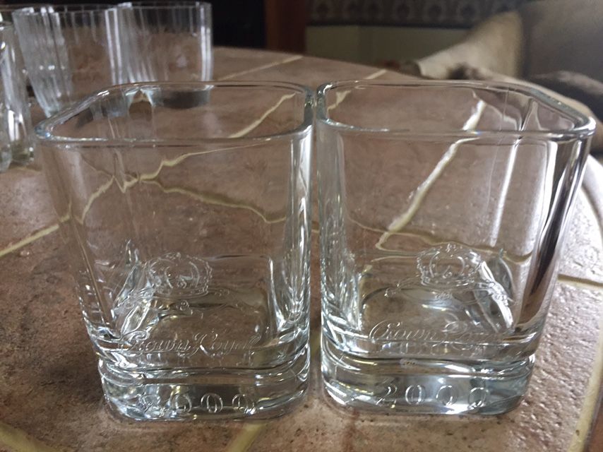 2 Square Crown Royal Cocktail Glasses