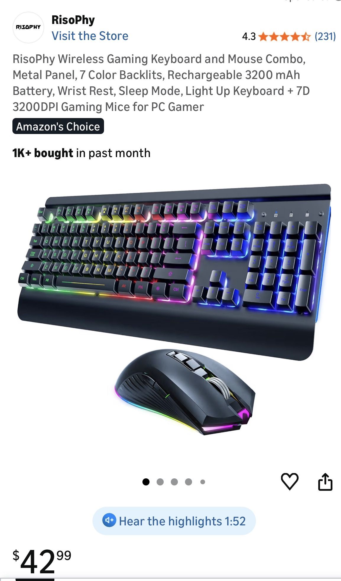 Wireless Gaming Keyboard & Mouse