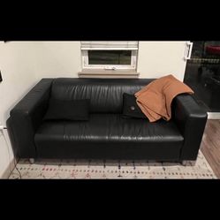 Black Leather Sofa (Love Seat)