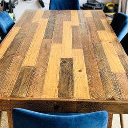 Birch Lane Solid wood 82” Dining table And velvet chairs