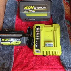 Ryobi Two 40vbatteries  With Charger IncludedOne 4amps Another 6amps
