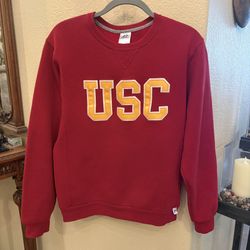 Vintage RUSSELL USC Trojans Red Sweatshirt Size Small-Unisex-Has Some Flaws