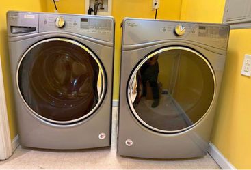 Matching Whirlpool Front-Load Washer and Gas Dryer Set (Grey)
