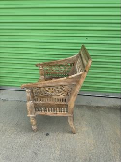 Maharaja Sandblasted  Wood Hand-Carved Arm Chair