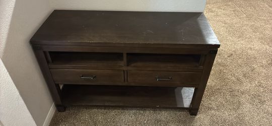 Rustic Dark Wood TV Stand with Drawers