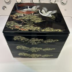 Vintage 70s Japanese Lacquer Ware Bento Box 
