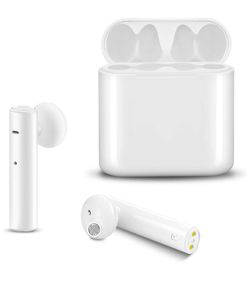 True Wireless Earbuds ICEtek Bluetooth In-Ear Earphones with Built-In Mic & Charging Case for iPhone Android Phones Devices White Stylish Sweat Proof