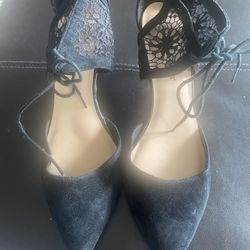 Womens Black Suede Heels Sz11