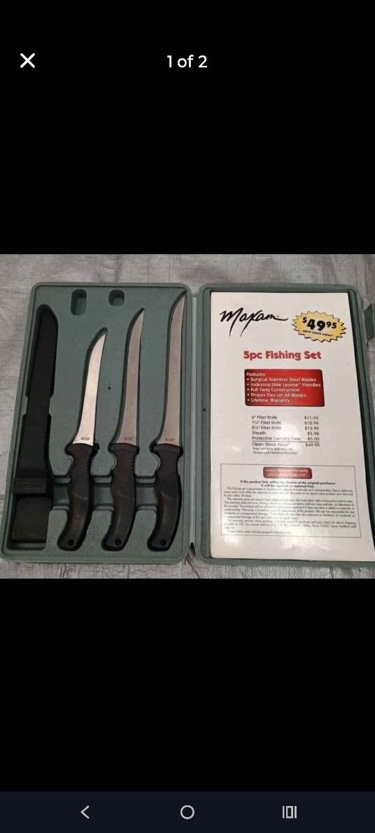 Maxam 5 pc Fishing Knife Set