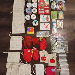 Gift fabric bags, Ribnons, Gift Tags, Bows, Confettie, Favor bags etc Various 42 items, 