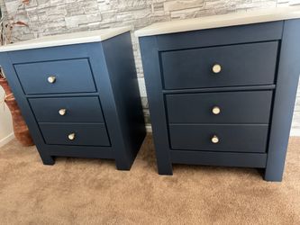 Blue/ white night stand drawers