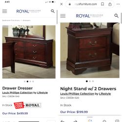 Louis Phillipe Collection Dresser, Nightstand and Chest Dresser (3pc Set) $399.99