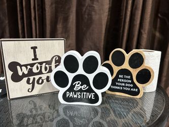 Dog Paw Wood Shelf Decorations All 3 For $10