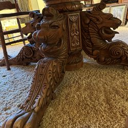 Vintage Hand-Carved Dining Table