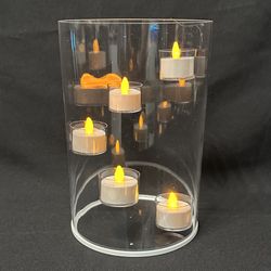 Clear Cylinder Flameless Candles Holder